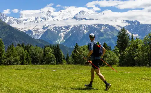 Image de randonnée à Megève face au Mont-Blanc